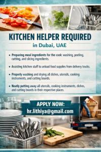 Kitchen Helper Required in Dubai