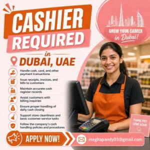 Cashier Required in Dubai