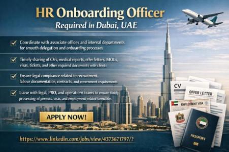 HR Onboarding officer Required in Dubai