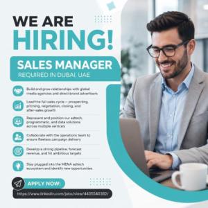 Sales Manager Required in Dubai