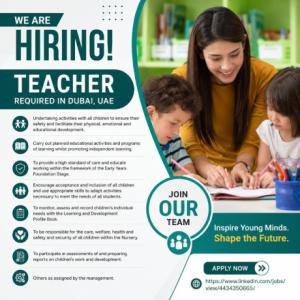 Teacher Required in Dubai