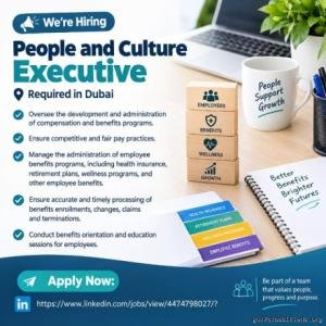 People and Culture Executive Required in Dubai