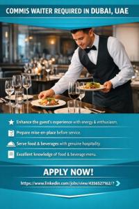Commis Waiter Required in Dubai