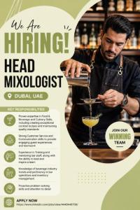 Head mixologist Required in Dubai