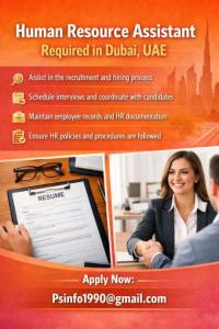 Human Resource Assistant Required in Dubai