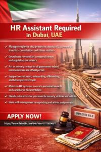 HR Assistant Required in Dubai