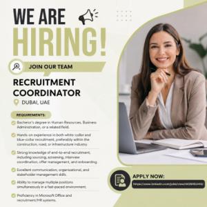 Recruitment Coordinator Required in Dubai