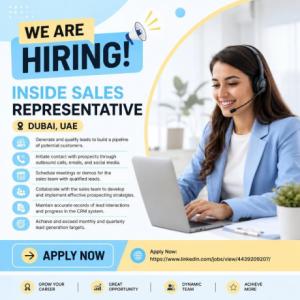 Inside Sales Representative Required in Dubai