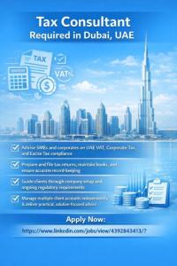 Tax Consultant Required in Dubai