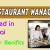 Restaurant Manager Required in Dubai