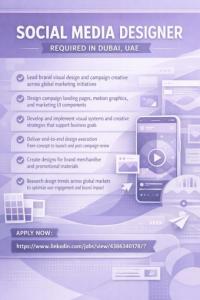 Social Media Designer Required in Dubai