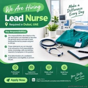 Lead Nurse Required in Dubai