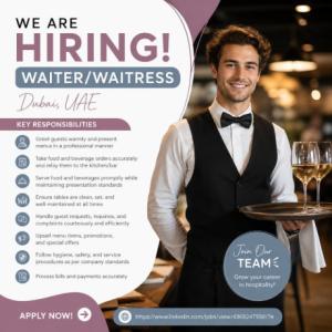 Waiter/Waitress Required in Dubai