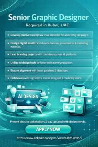 Senior Graphic Designer Required in Dubai