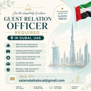 Guest Relation Officer Required in Dubai