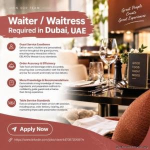 Waiter / Waitress Required in Dubai
