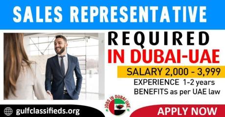 SALES REPRESENTATIVE REQUIRED IN DUBAI