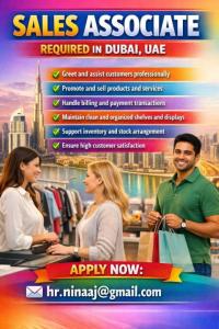 Sales Associate Required in Dubai