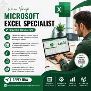 Microsoft Excel Specialist Required in Dubai