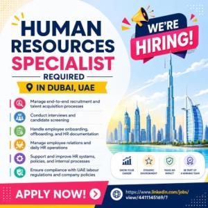 Human Resources Specialist Required in Dubai
