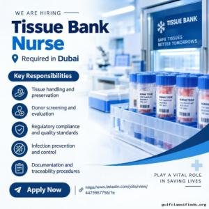 Tissue Bank Nurse Required in Dubai