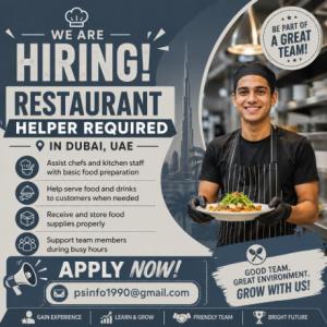 Restaurant Helper Required in Dubai