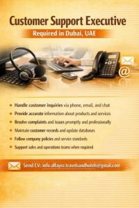 Customer Support Executive Required in Dubai