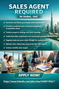 Sales Agent Required in Dubai