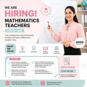 Mathematics Teachers Required in Dubai