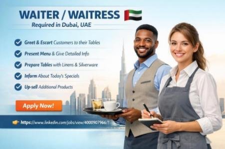 Waiter / Waitress Required in Dubai