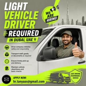 Light Vehicle Driver Required in Dubai