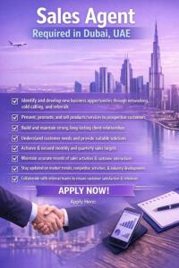 Sales Agent Required in Dubai