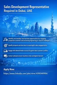 Sales Development Representative Required in Dubai