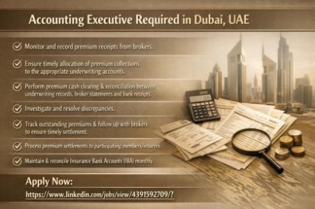 Accounting Executive Required in Dubai