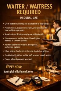 Waiter / Waitress Required in Dubai