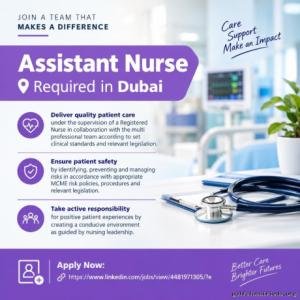 Assistant Nurse Required in Dubai