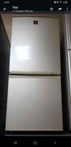 Sharp brand bottom fridge freezer 140 ltr 110 cm hight 48 cm width Made in Japan Good working