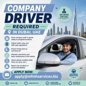 Company Driver Required in Dubai