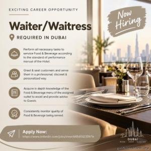 Waiter/Waitress Required in Dubai