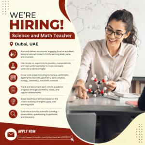 Science and Math Teacher Required in Dubai