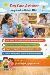 Day Care Assistant Required in Dubai