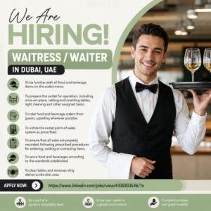 Waiter/Waitress Required in Dubai