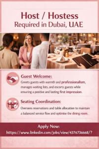 Host/Hostess Required in Dubai
