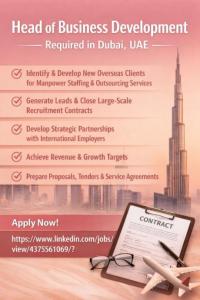 Head of Business Development Required in Dubai