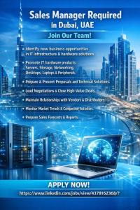 Sales Manager Required in Dubai