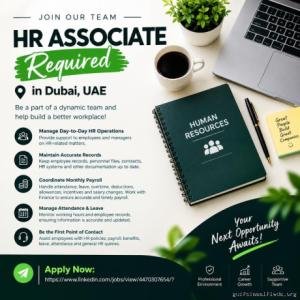 HR Associate Required in Dubai