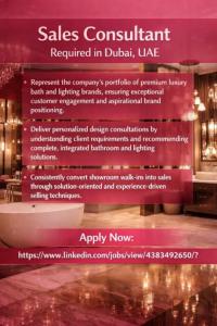 Sales Consultant Required in Dubai