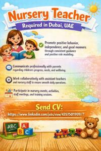 Nursery Teacher Required in Dubai