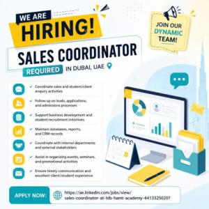 Sales Coordinator Required in Dubai