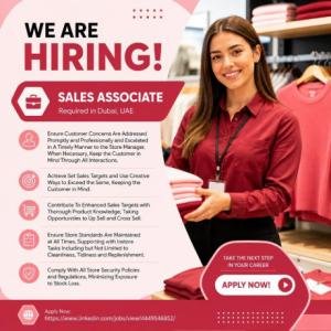 Sales Associate Required in Dubai